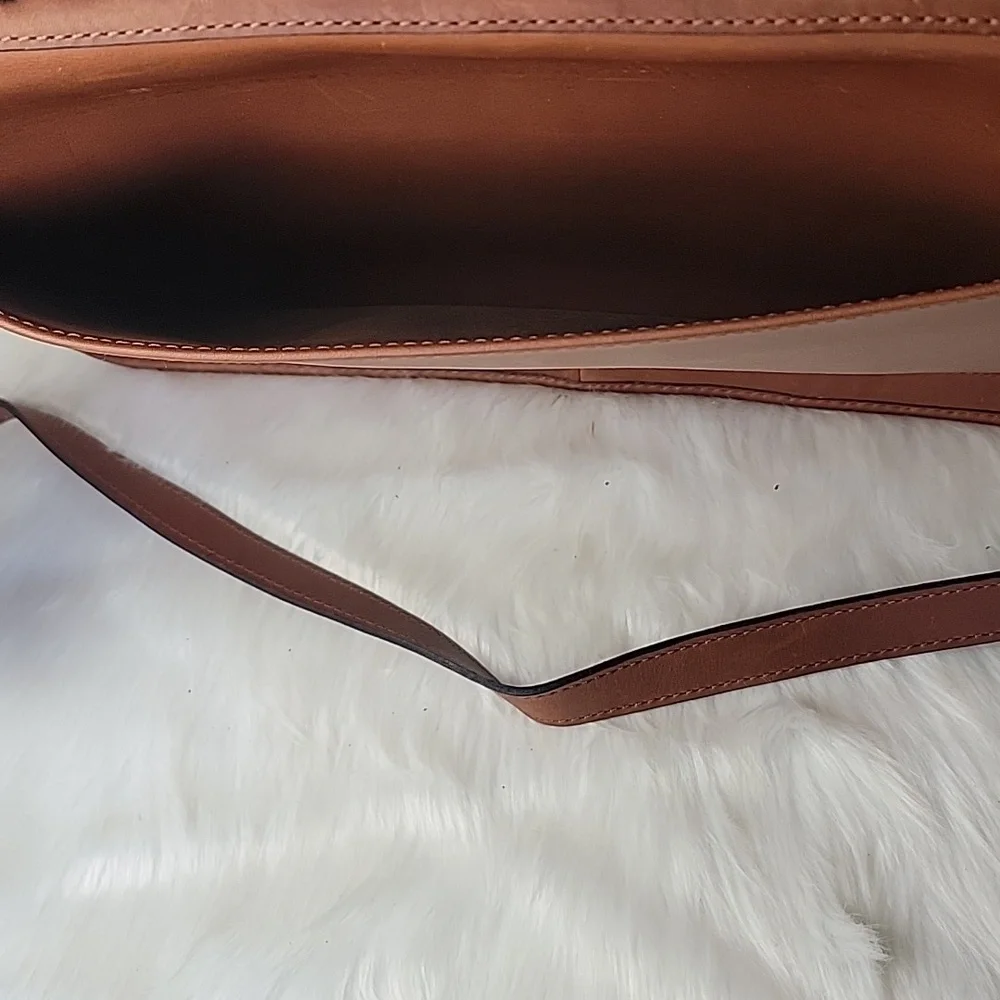 H.H. BROWN Tan‎ Leather Laptop Attaché Work Messenger Crossbody Shoulder Bag VTG